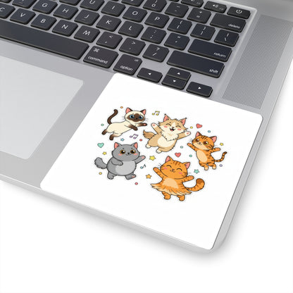Cute Dancing Cats Kiss-Cut Sticker — Playful Kitten Sticker Sheet for Laptops, Journals & Gifts - Chubby Little Cheeks Co.