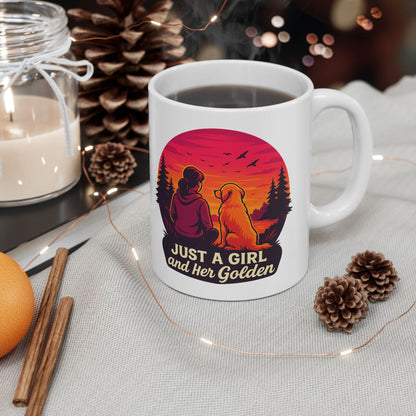 Just A Girl And Her Golden- Ceramic Mug - Chubby Little Cheeks Co.