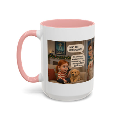 Dog Accent Coffee Mug — Funny "We're Doomed" Cartoon White Mom and Daughter Coffee Cup (15oz) - Chubby Little Cheeks Co.