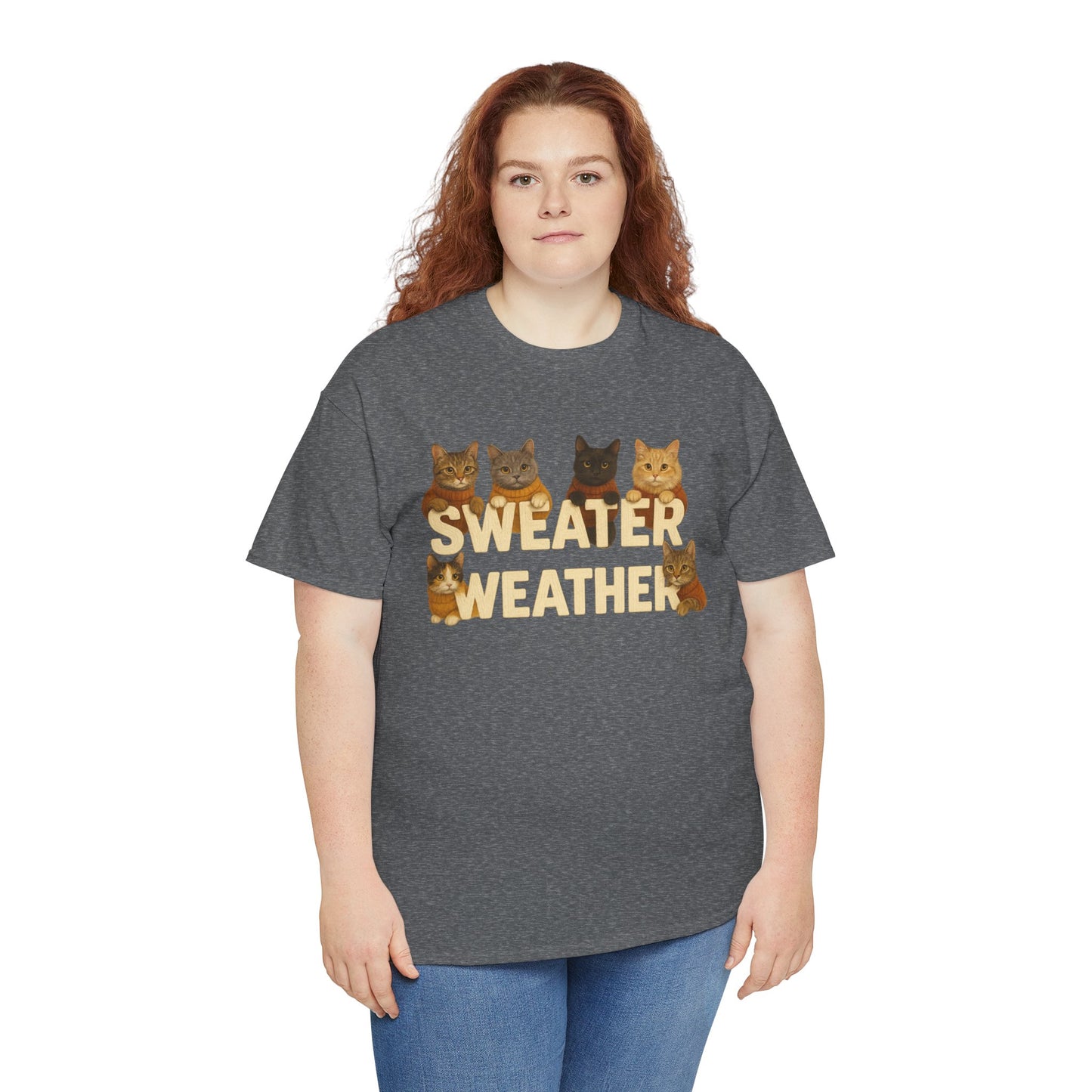Sweater Weather Cat Tee, Cute Fall Apparel - Chubby Little Cheeks Co.