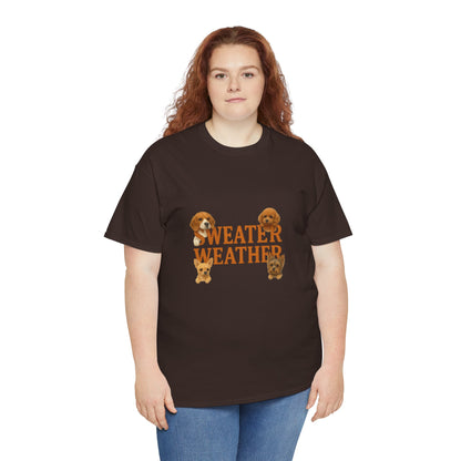 Sweater Weather Dog Tee, Unisex Heavy Cotton Tee, Fall Apparel - Chubby Little Cheeks Co.
