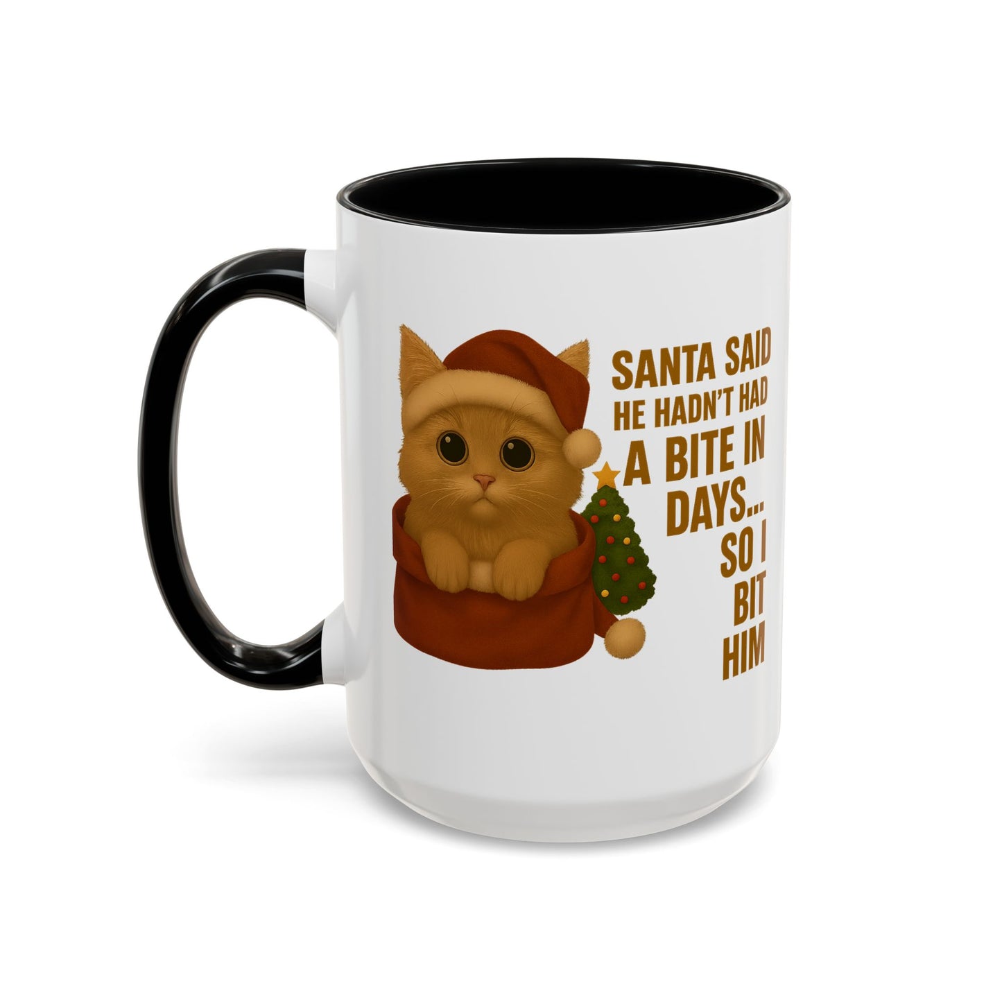 Orange Kitten Christmas Mug - Santa Bite Quote