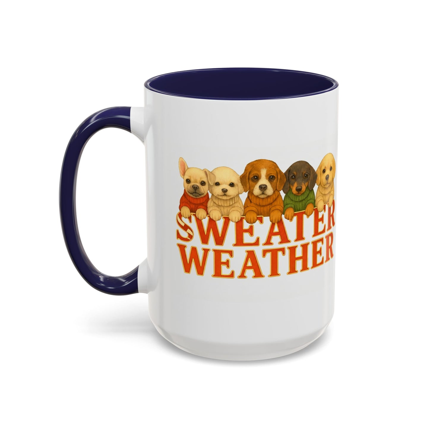 Sweater Weather Mug — Cute Puppies in Sweaters Accent Coffee Mug (150z) - Chubby Little Cheeks Co.