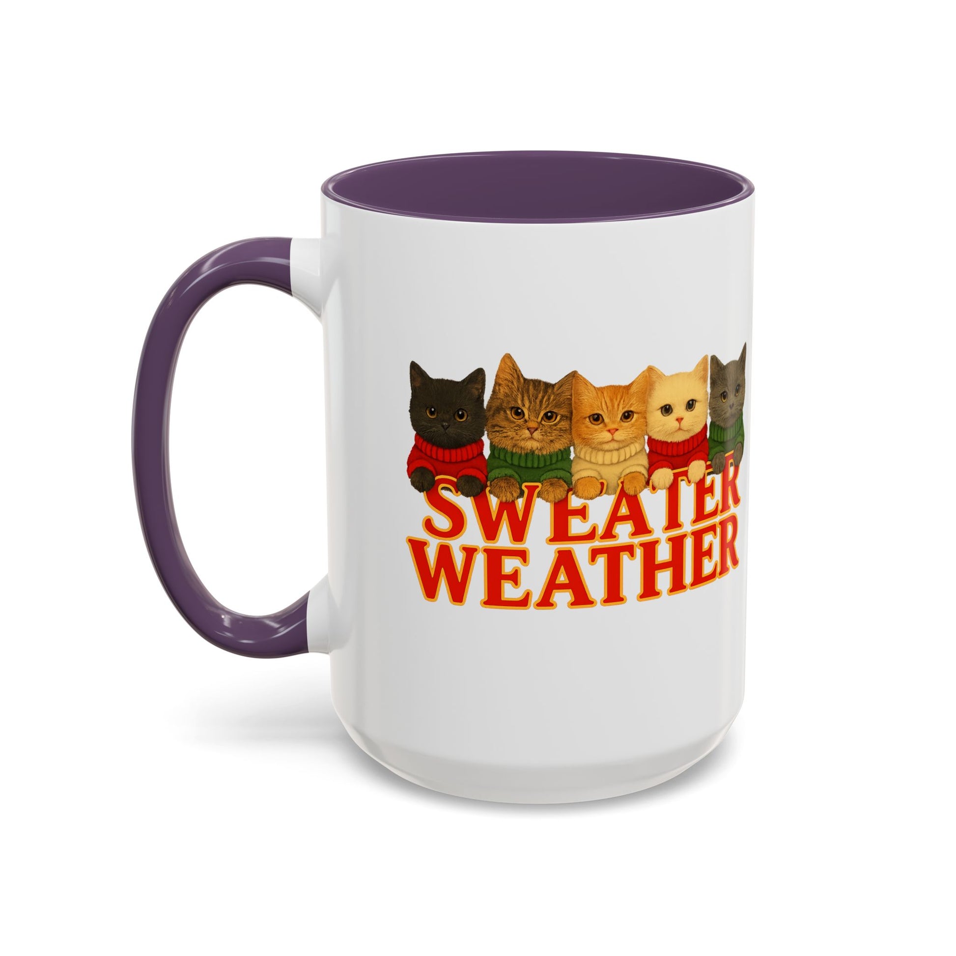 Sweater Weather Mug — Cute Kittens in Sweaters Accent Coffee Mug (150z) - Chubby Little Cheeks Co.