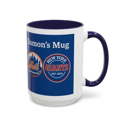 Personalized Baseball Fan Coffee Mug — "Damon's Mug" Mets & Giants Accent Cup - Chubby Little Cheeks Co.