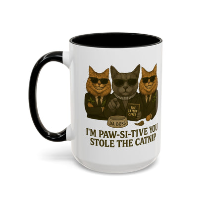 I'm Paw-sitive You Stole The Catnip Coffee Mug - Gift for Cat Lovers, Funny Cat Mug, Kitchen Decor, Unique Cat-Themed Gift, Pet Owner Coffee Cup - Chubby Little Cheeks Co.
