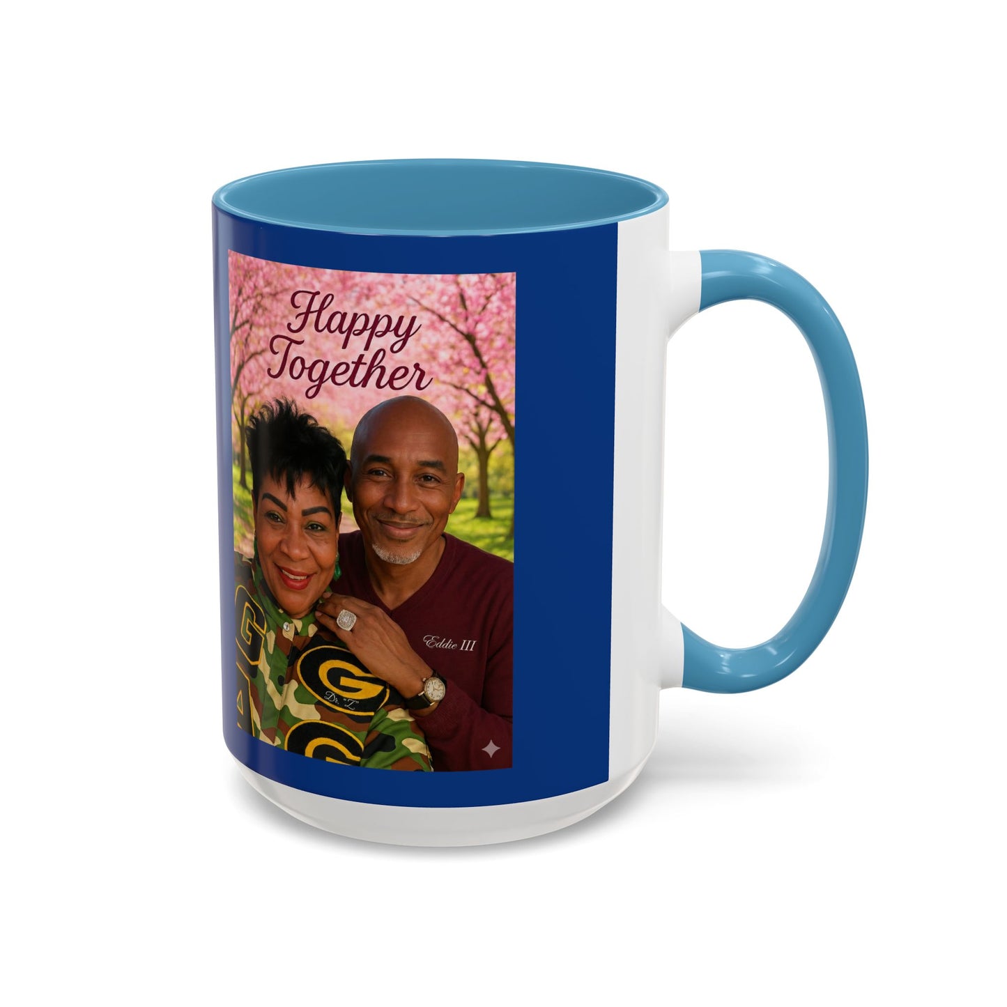 Photo Accent Coffee Mug — "Happy Together" Personalized Couple Gift