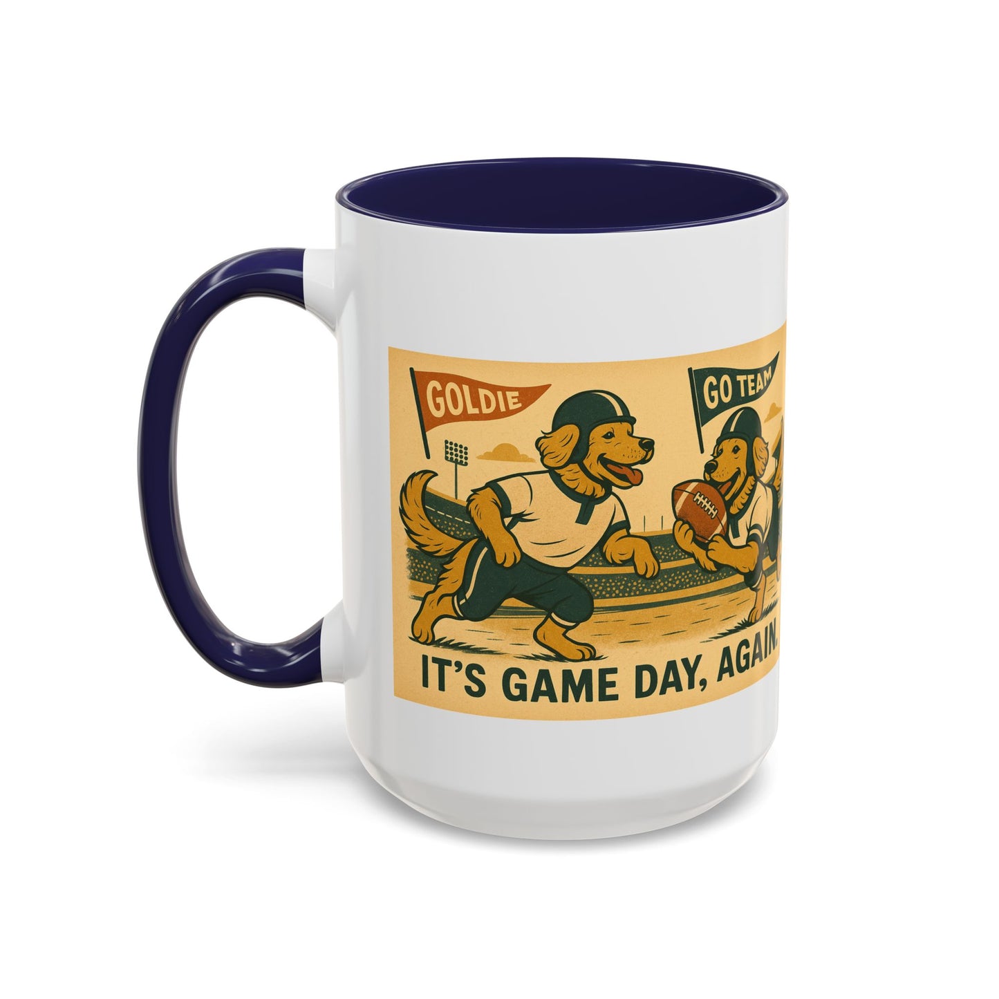 Game Day Golden Retrievers Vintage Football Mug - Chubby Little Cheeks Co.