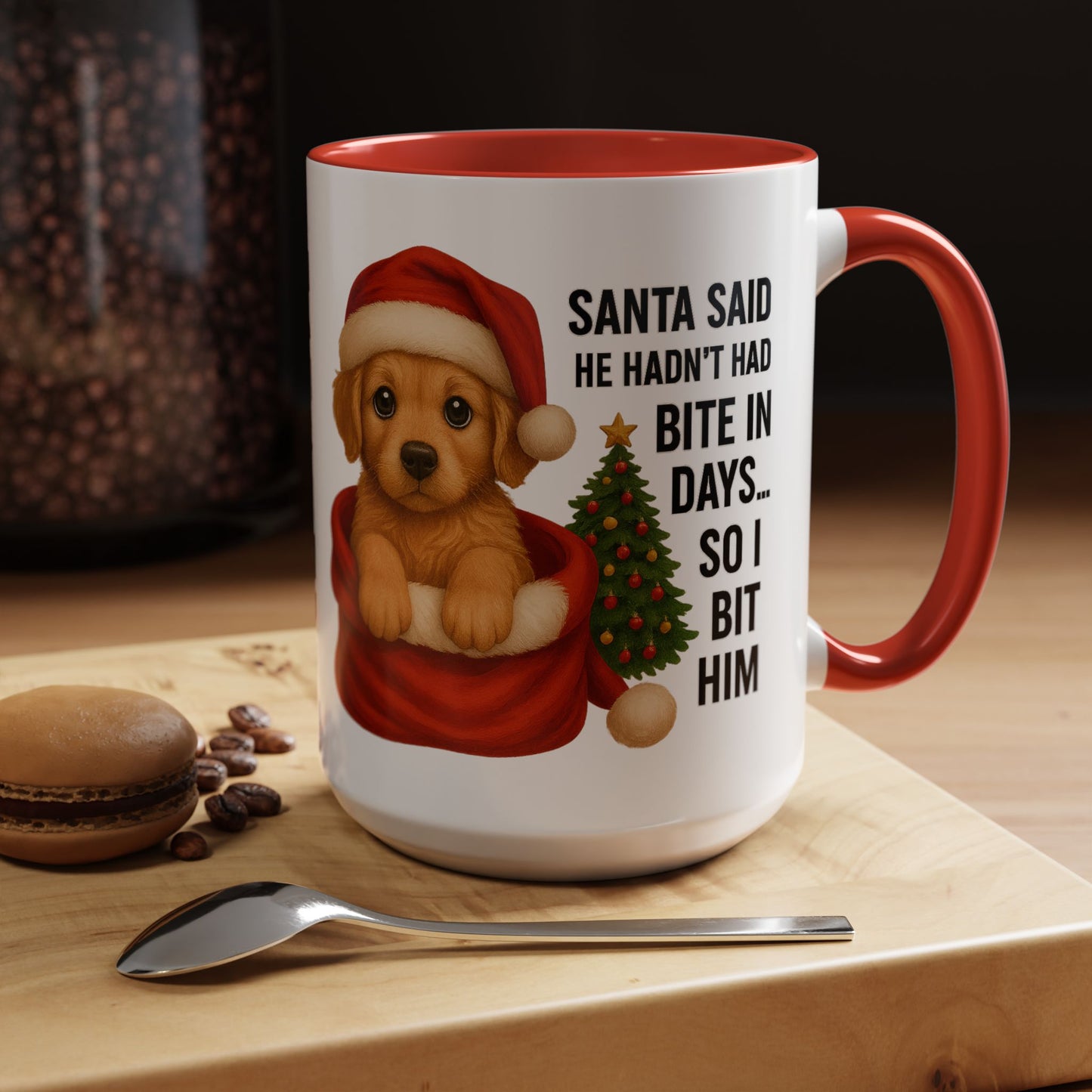 Golden Retriever Bite-In-Days Mug- Holiday Dogs
