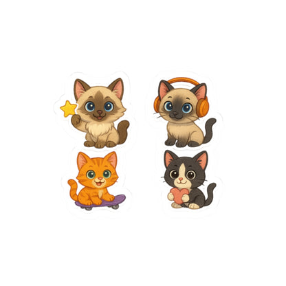 Everyday Kitten Sticker Pack for Kids (4 Breeds) – Ragdoll, Siamese, Tabby & Tuxedo