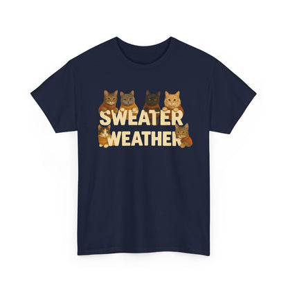 Sweater Weather Cat Tee, Cute Fall Apparel - Chubby Little Cheeks Co.