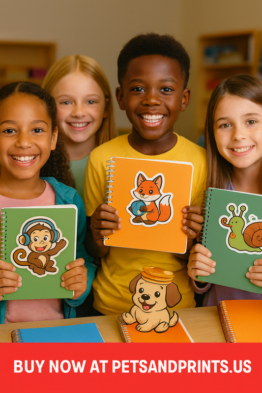 Playful Animal Sticker Set – Monkey, Fox, Dog & Snail | Cute Cartoon Stickers for Kids- Fun Desktop Decor