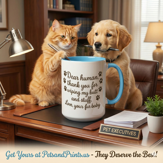 "Dear human, thank you for wiping my butt and stuff" Paw Print Pet Gift