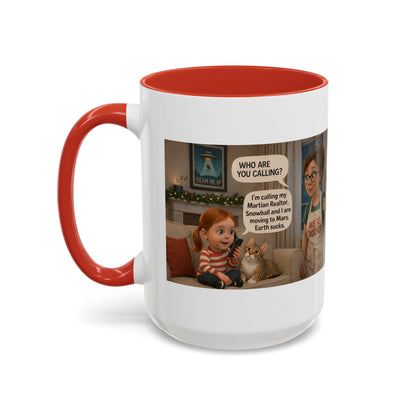 Cat Accent Coffee Mug — Funny 'We're Doomed' Funny White Mom and Daughter Cartoon - Chubby Little Cheeks Co.