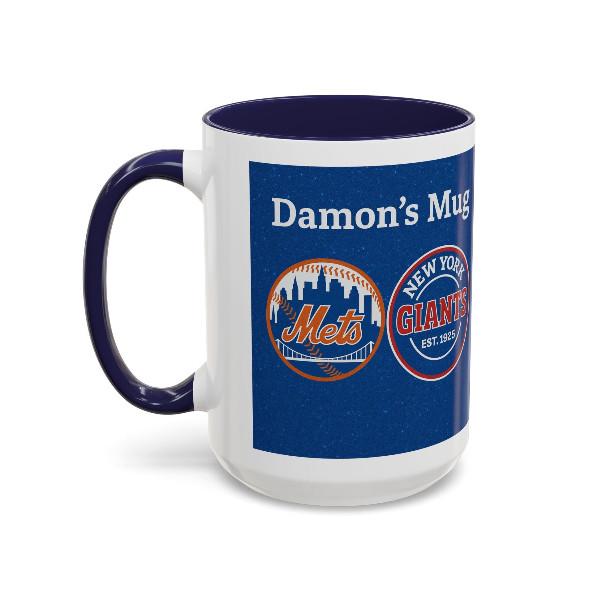 Personalized Baseball Fan Coffee Mug — "Damon's Mug" Mets & Giants Accent Cup - Chubby Little Cheeks Co.