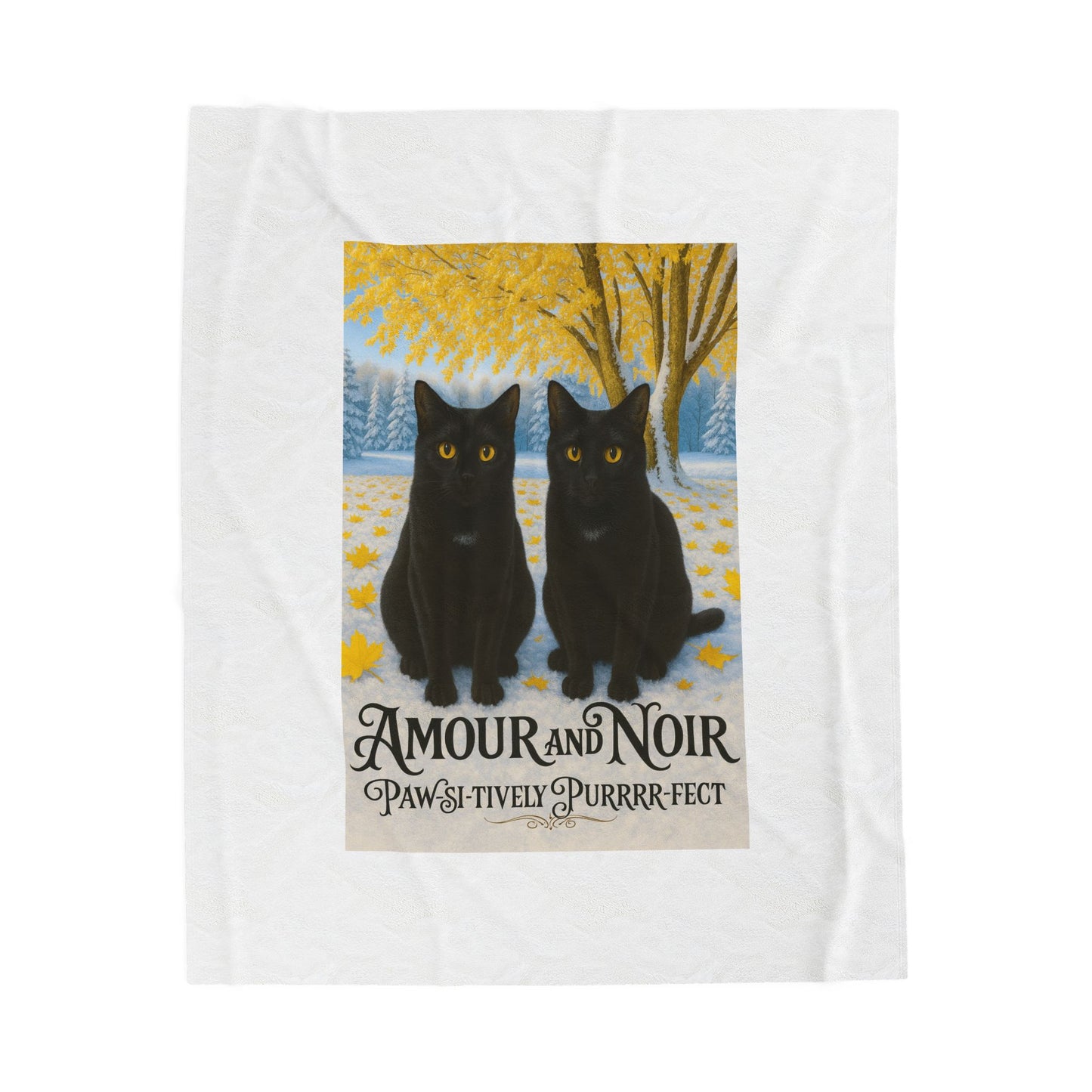 Amour and Noir Black Cats - Velveteen Plush Blanket