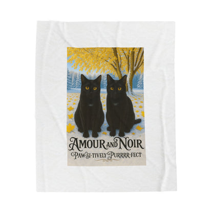 Amour and Noir Black Cats - Velveteen Plush Blanket