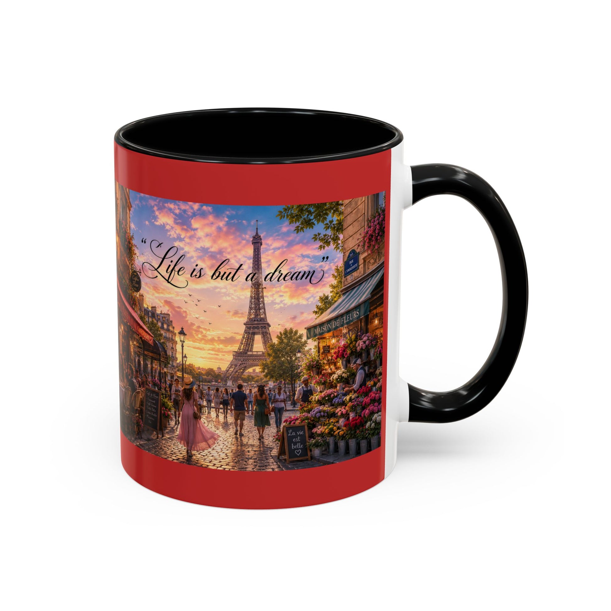 Paris Sunset Coffee Mug — 'Life is but a Dream' Accent Mug (11/15oz) - Chubby Little Cheeks Co.