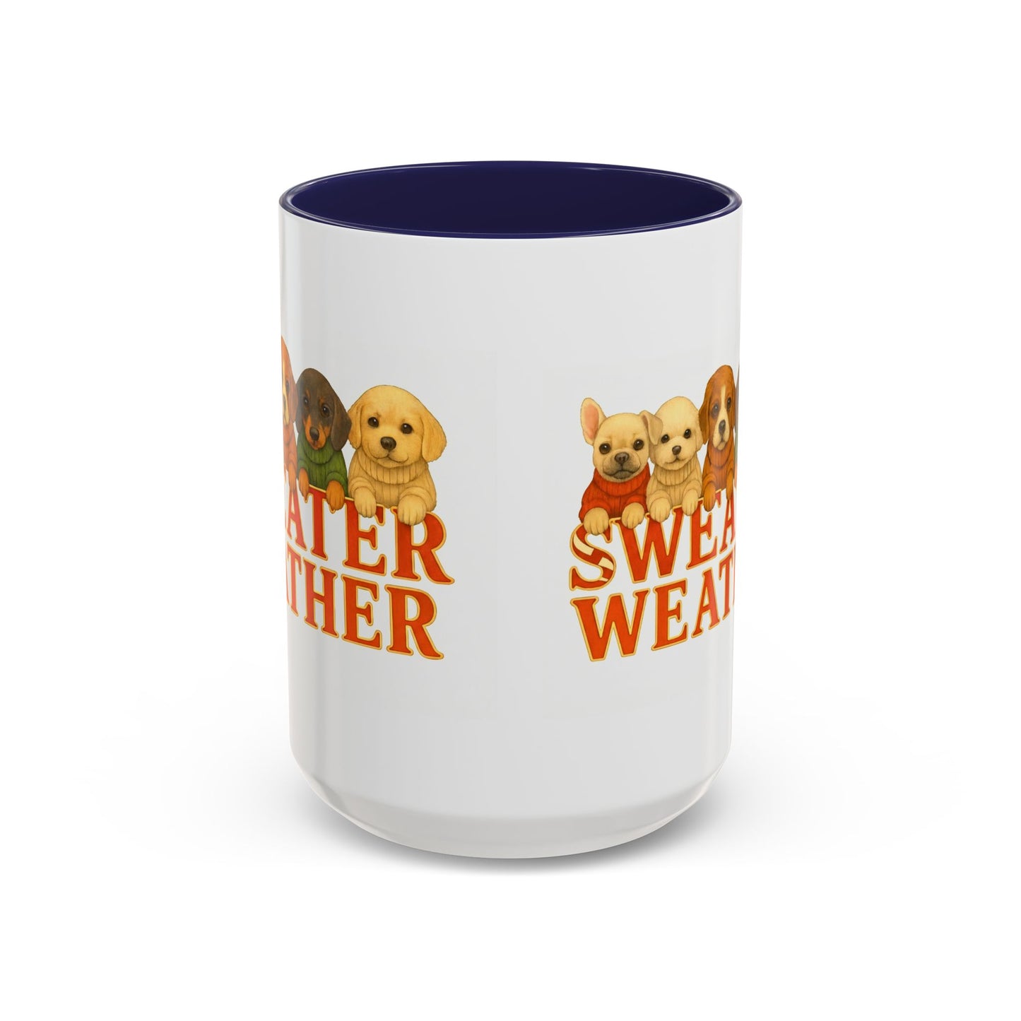 Sweater Weather Mug — Cute Puppies in Sweaters Accent Coffee Mug (150z) - Chubby Little Cheeks Co.