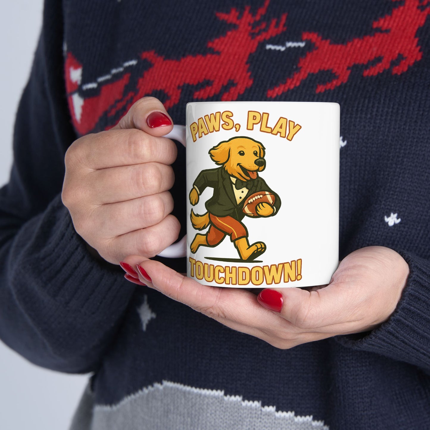 Paws Play Touchdown- Fun Ceramic Mug - Chubby Little Cheeks Co.