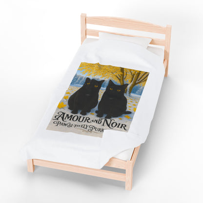 Amour and Noir Black Cats - Velveteen Plush Blanket