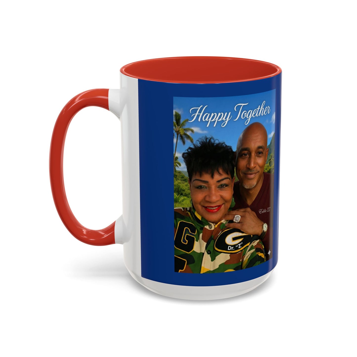 Photo Accent Coffee Mug — "Happy Together" Personalized Couple Gift