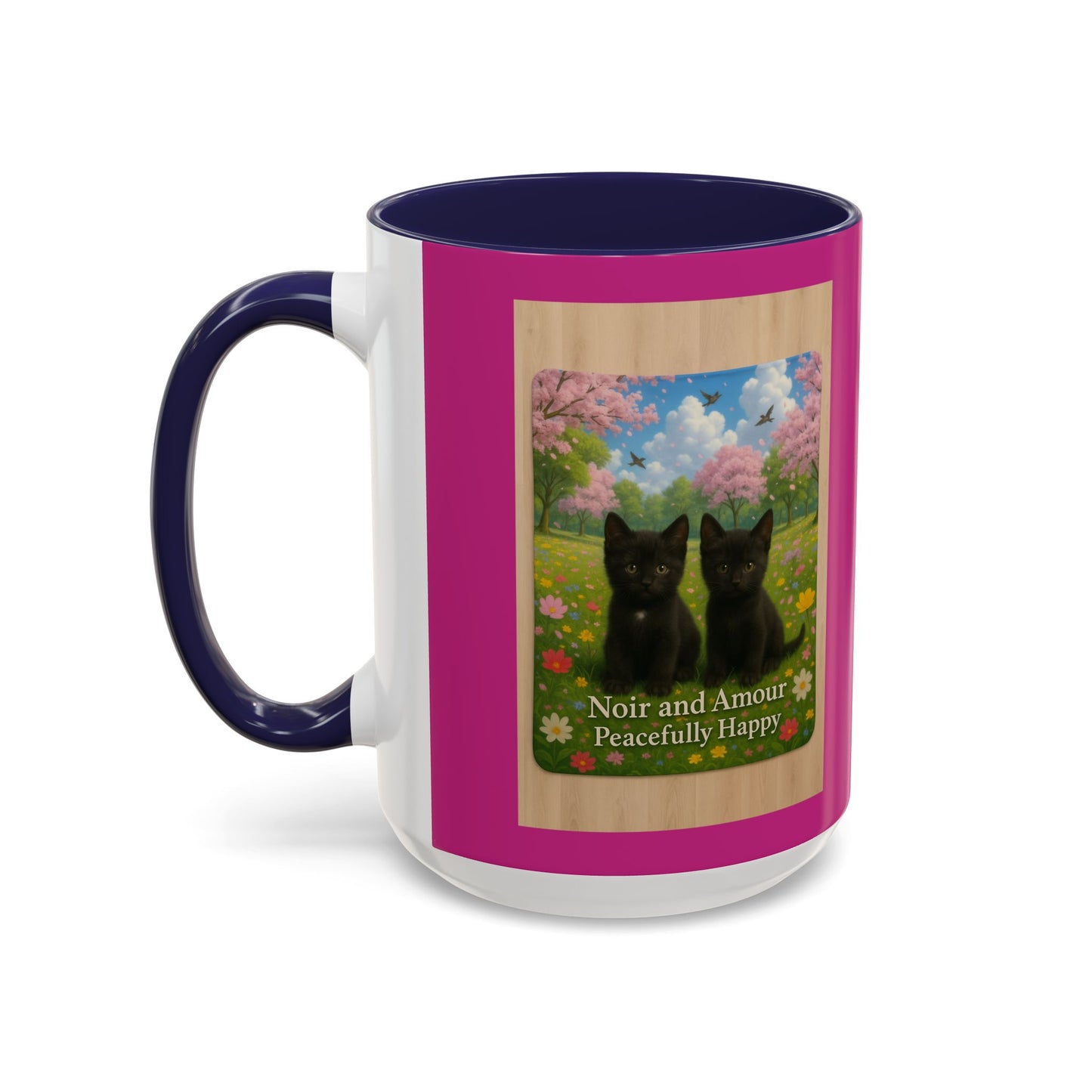 Noir and Amour Peacefully Happy - Black Cat Coffee Mug