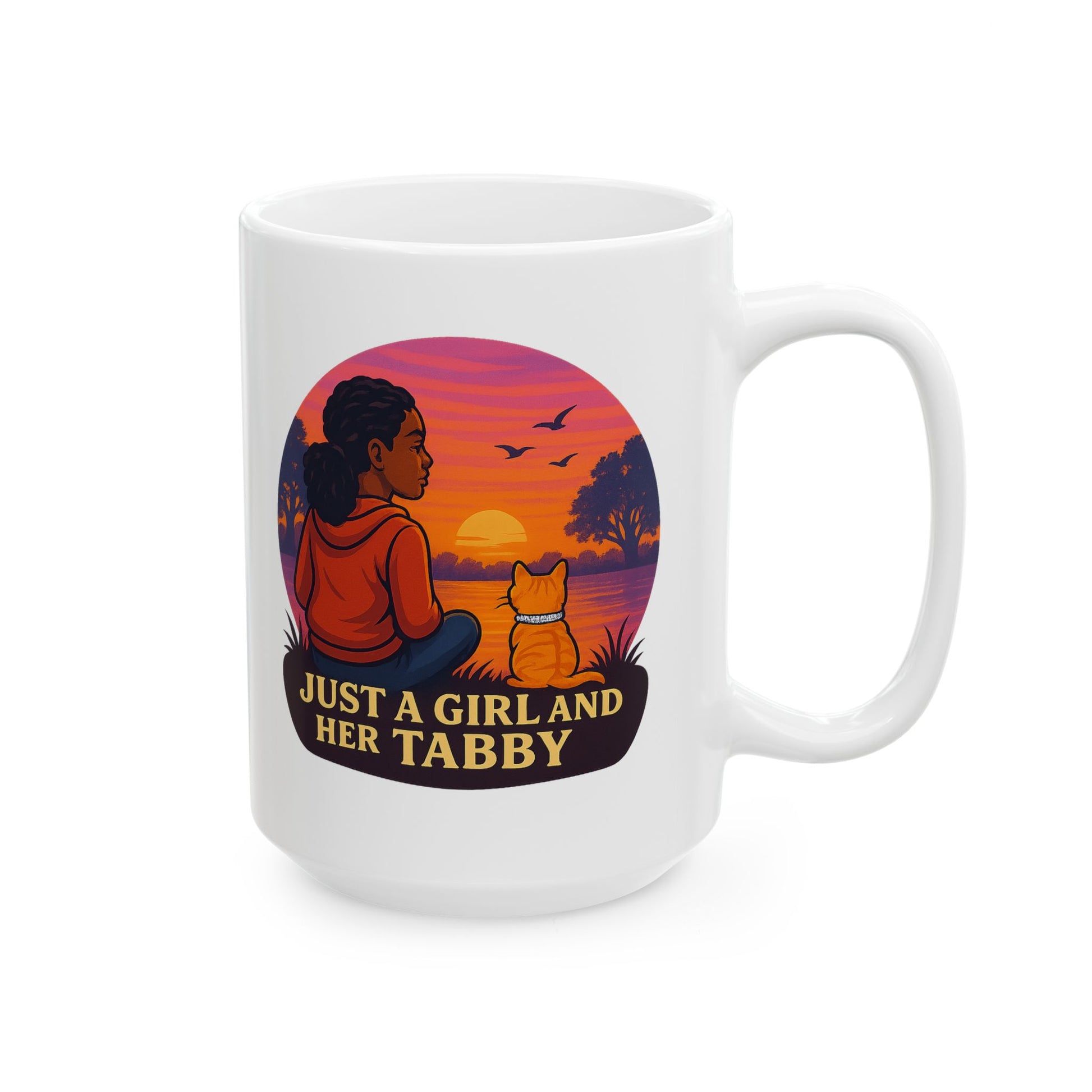 Just A Girl And Her Tabby- Sunset Inspired Ceramic Mug - Chubby Little Cheeks Co.