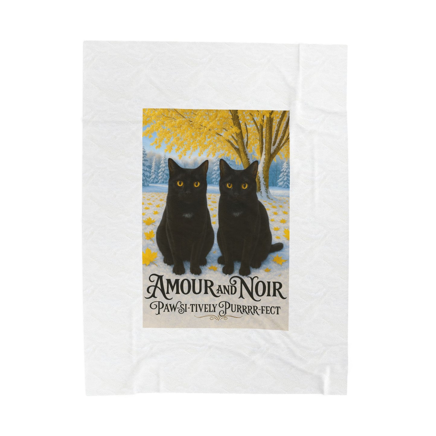 Amour and Noir Black Cats - Velveteen Plush Blanket