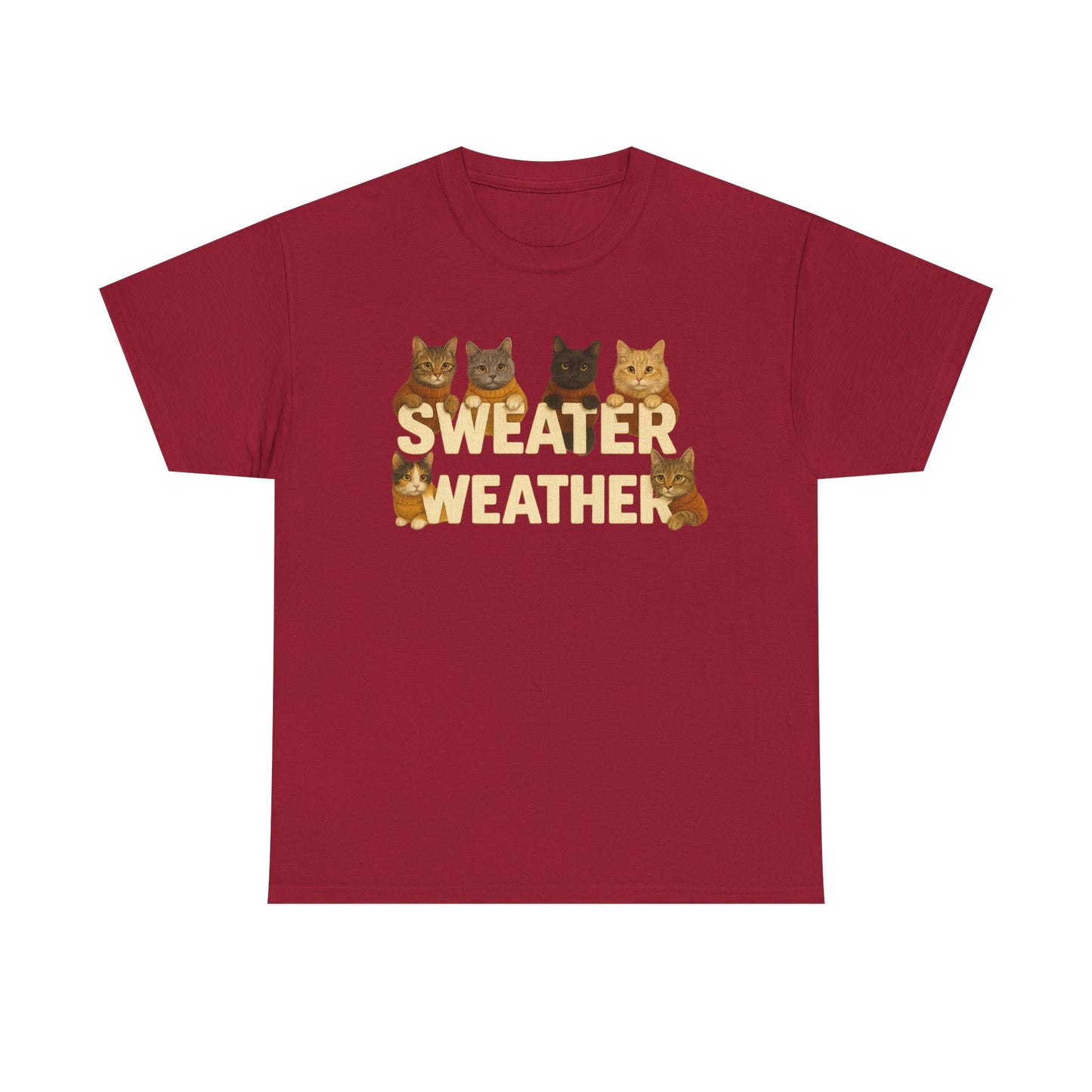 Sweater Weather Cat Tee, Cute Fall Apparel - Chubby Little Cheeks Co.
