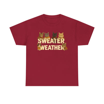 Sweater Weather Cat Tee, Cute Fall Apparel - Chubby Little Cheeks Co.