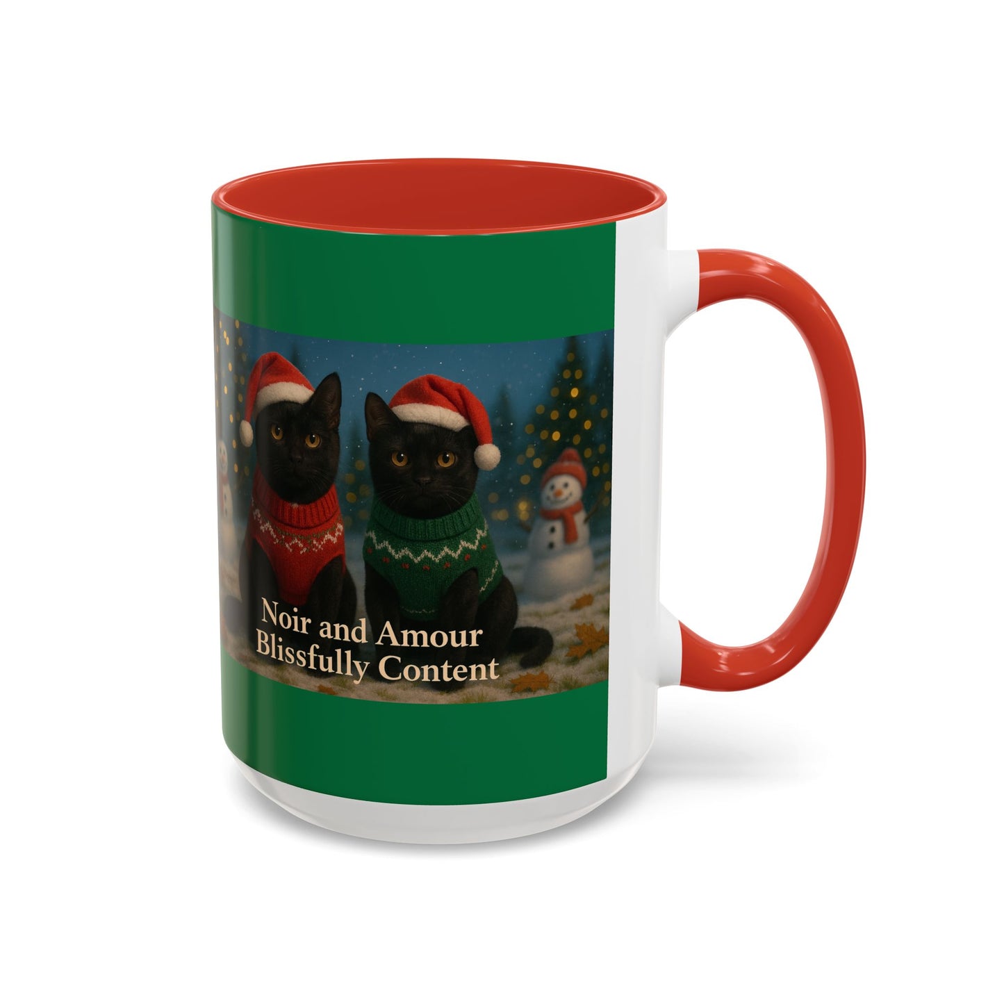 Christmas Black Cat Mug - Noir and Amour