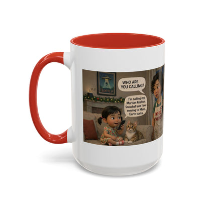 Cat Accent Coffee Mug — 'We're Doomed' Funny Asian Mom and Daughter Cartoon Coffee Mug-Girl (15oz) - Chubby Little Cheeks Co.
