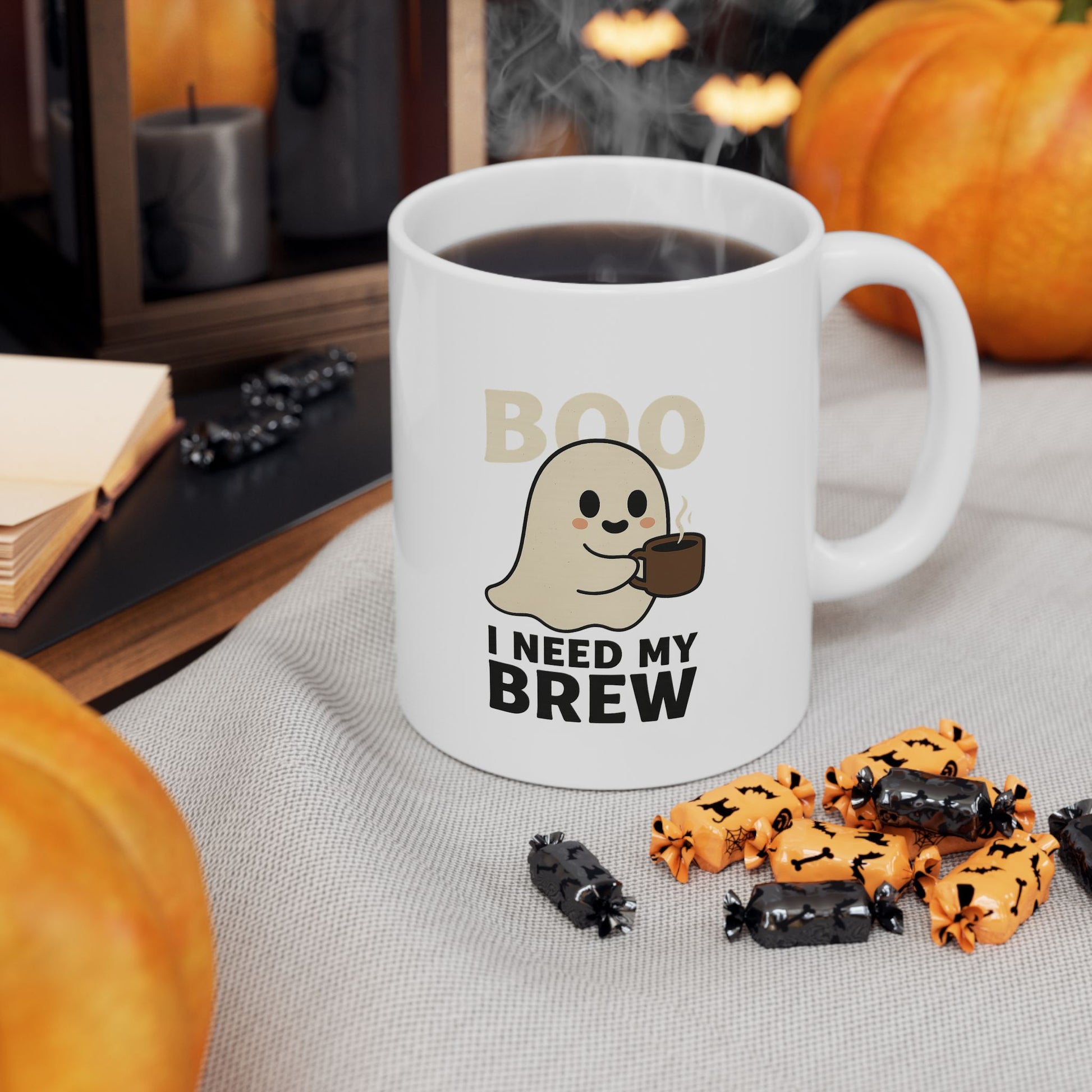 Boo I Need My Brew- Halloween Funny Coffee Mug - Chubby Little Cheeks Co.