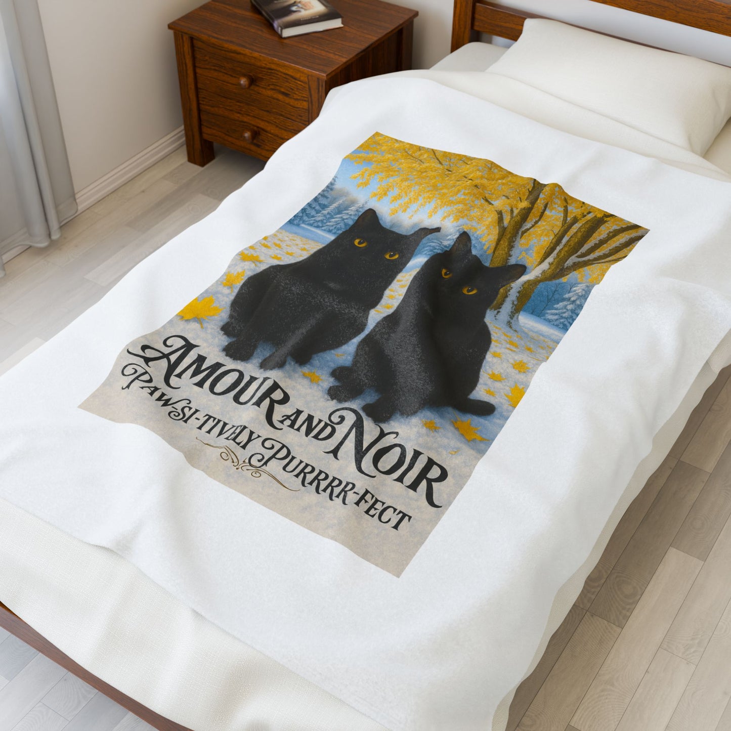 Amour and Noir Black Cats - Velveteen Plush Blanket