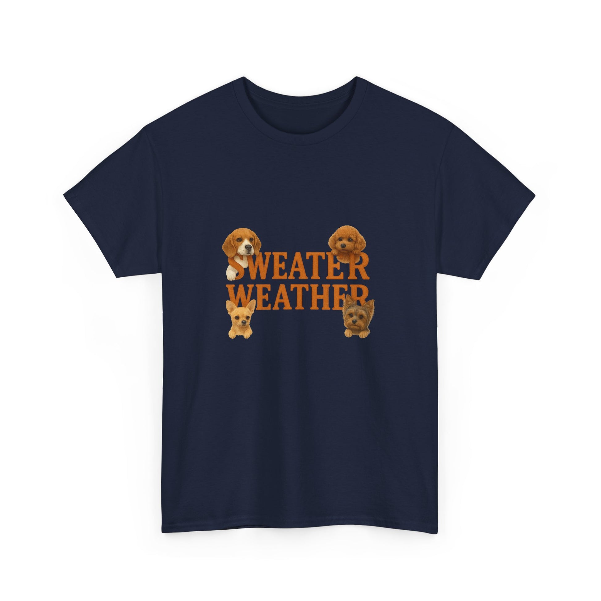 Sweater Weather Dog Tee, Unisex Heavy Cotton Tee, Fall Apparel - Chubby Little Cheeks Co.