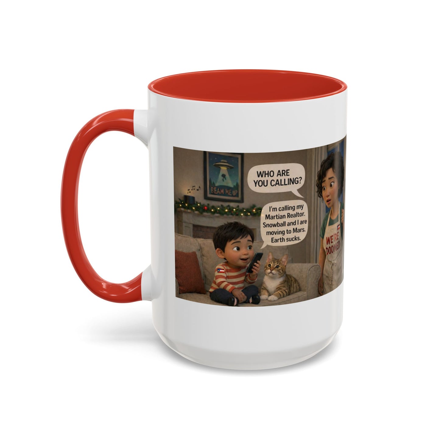 Cat Accent Coffee Mug —“We're Doomed” Funny Asian Mom and Son/Parenting Gift - Chubby Little Cheeks Co.