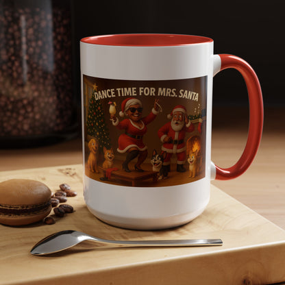 "Dance Time for(Blk) Mrs. Santa" Festive Holiday Mug (15oz)