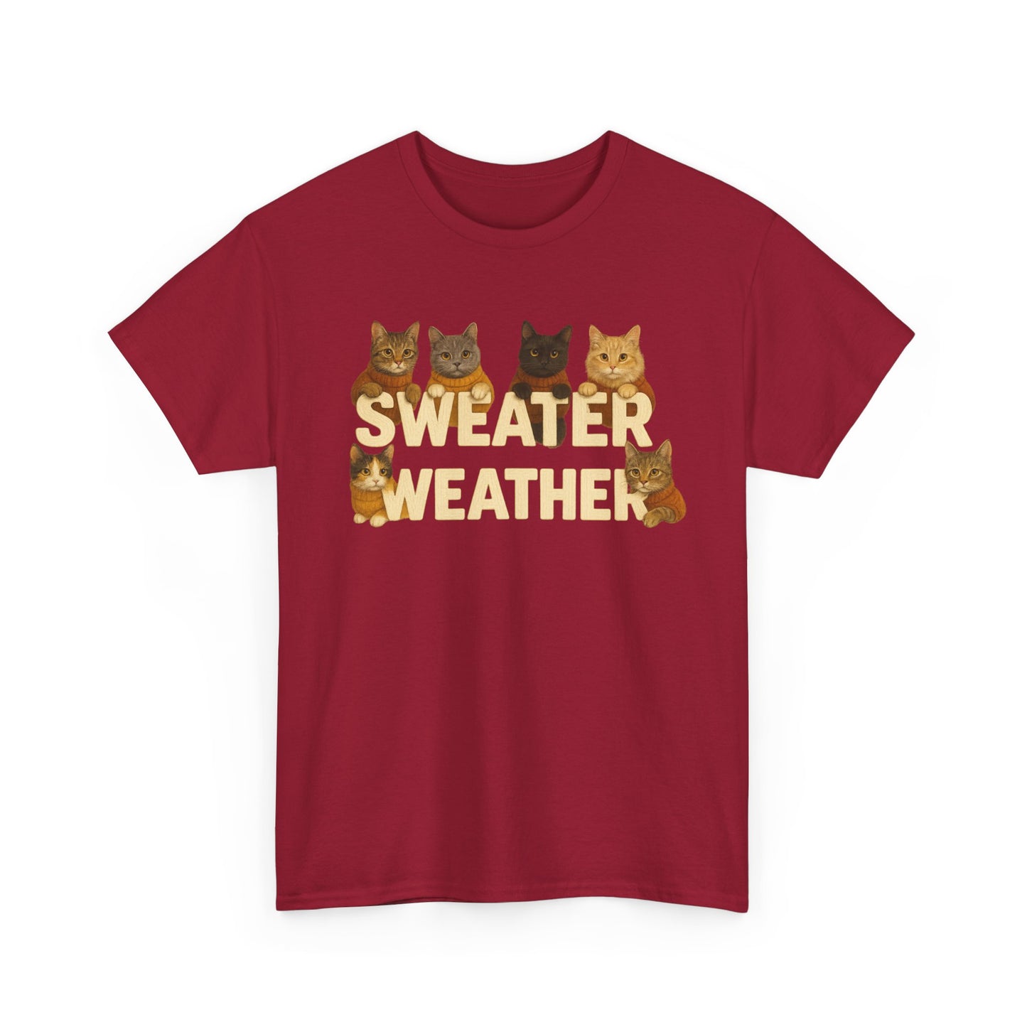 Sweater Weather Cat Tee, Cute Fall Apparel - Chubby Little Cheeks Co.