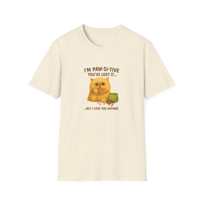 I’m Paw-si-tive You’ve Lost It Cat T-Shirt – Funny Persian Cat With Doggie Treats - Chubby Little Cheeks Co.