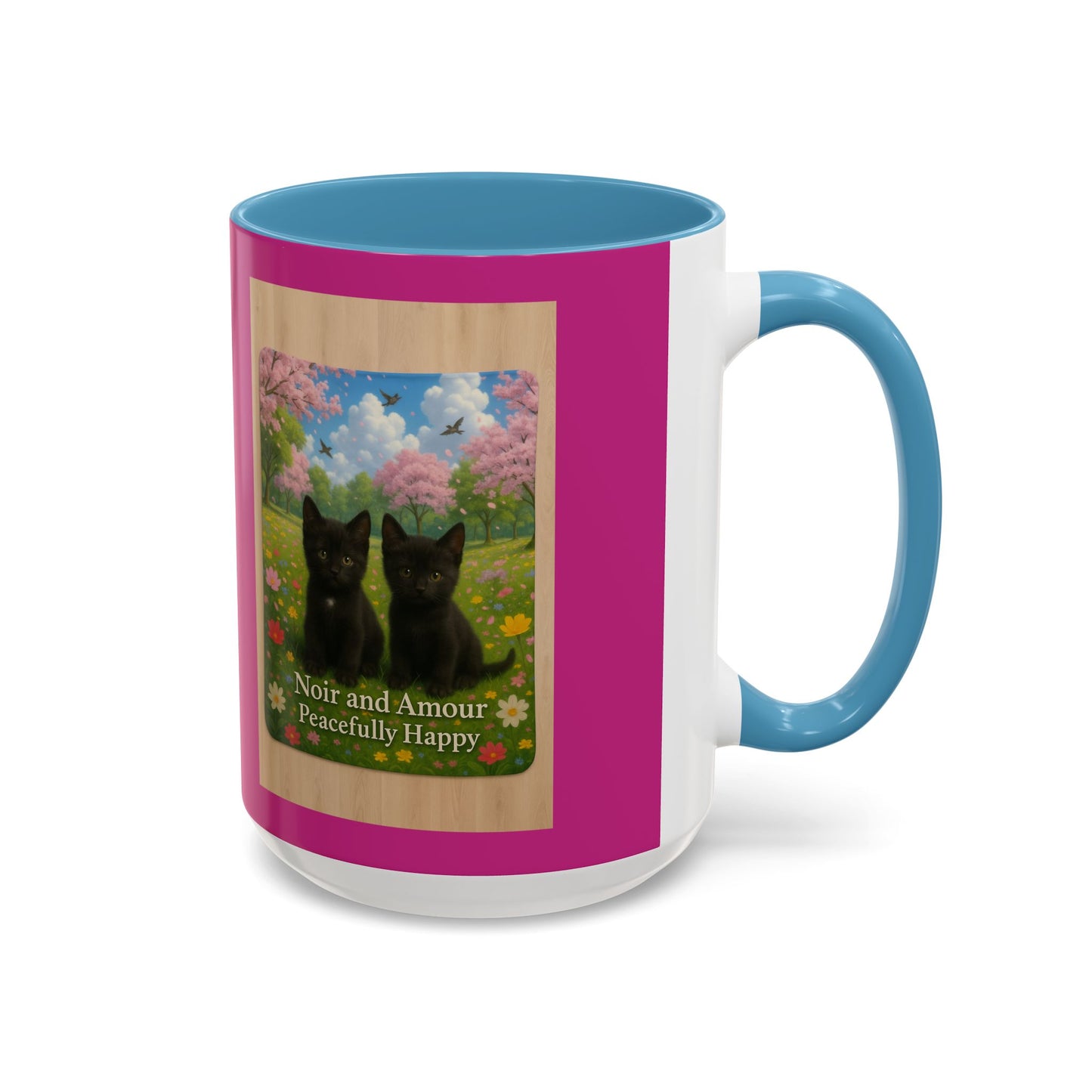 Noir and Amour Peacefully Happy - Black Cat Coffee Mug