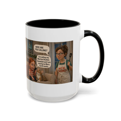 Cat Accent Coffee Mug — Funny 'We're Doomed' Funny White Mom and Daughter Cartoon - Chubby Little Cheeks Co.