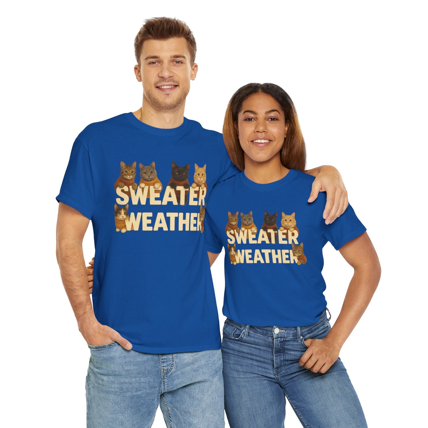 Sweater Weather Cat Tee, Cute Fall Apparel - Chubby Little Cheeks Co.