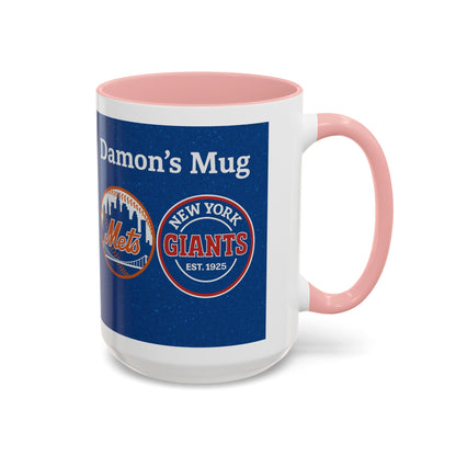 Personalized Baseball Fan Coffee Mug — "Damon's Mug" Mets & Giants Accent Cup - Chubby Little Cheeks Co.