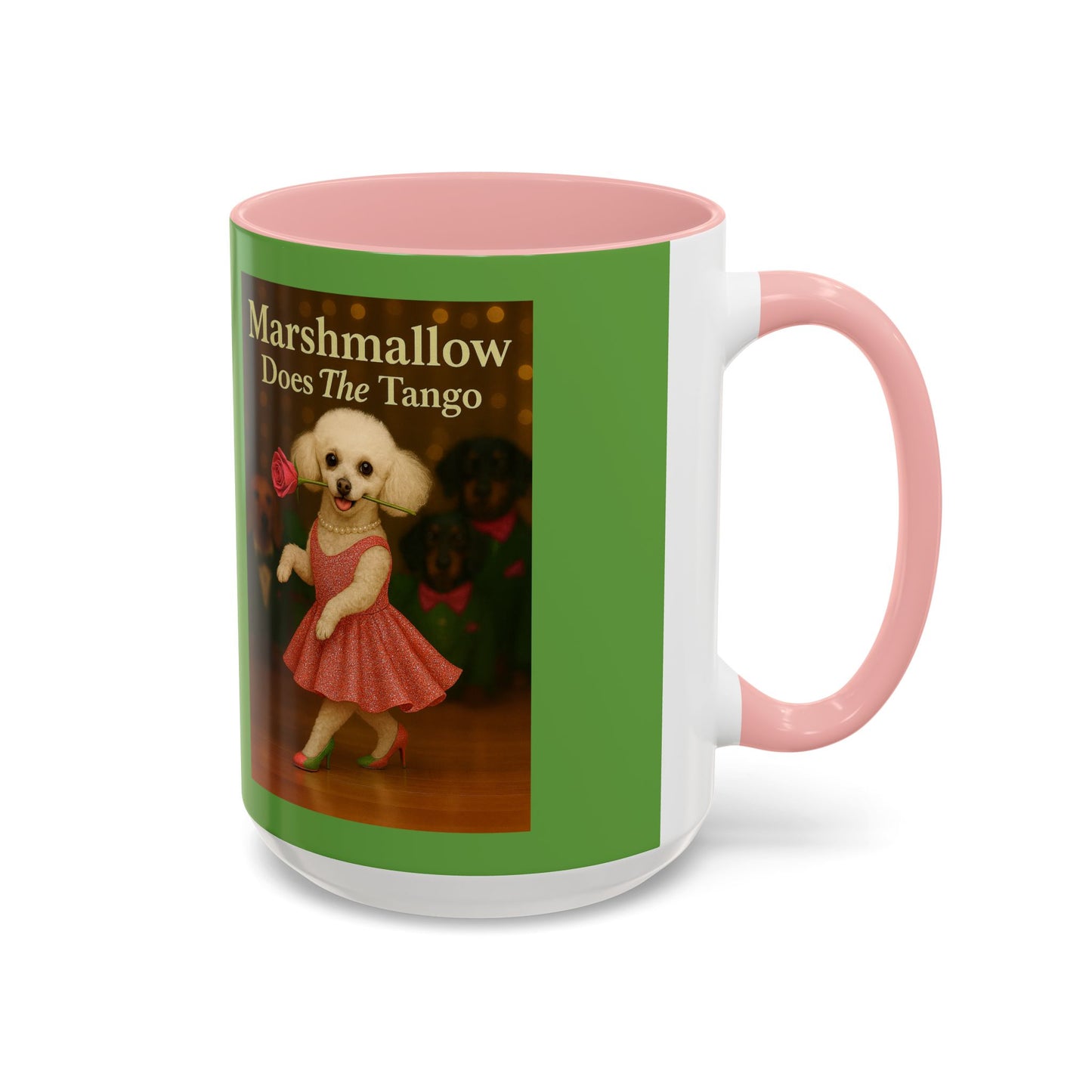 Marshmallow Does The Tango Coffee Mug — Cute Dancing Dog Accent Mug (11/15oz)