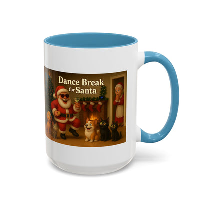 Dance Break for(classic) Santa Coffee Mug — Festive Christmas Santa & Pets Accent Mug (15oz)