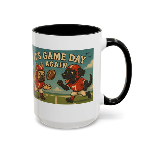 🏈 Game Day Dogs Mug – Retro French Bulldog & Black Lab Football Mug - Chubby Little Cheeks Co.