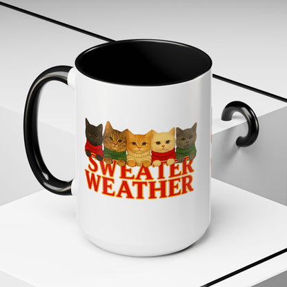 Sweater Weather Mug — Cute Kittens in Sweaters Accent Coffee Mug (150z) - Chubby Little Cheeks Co.