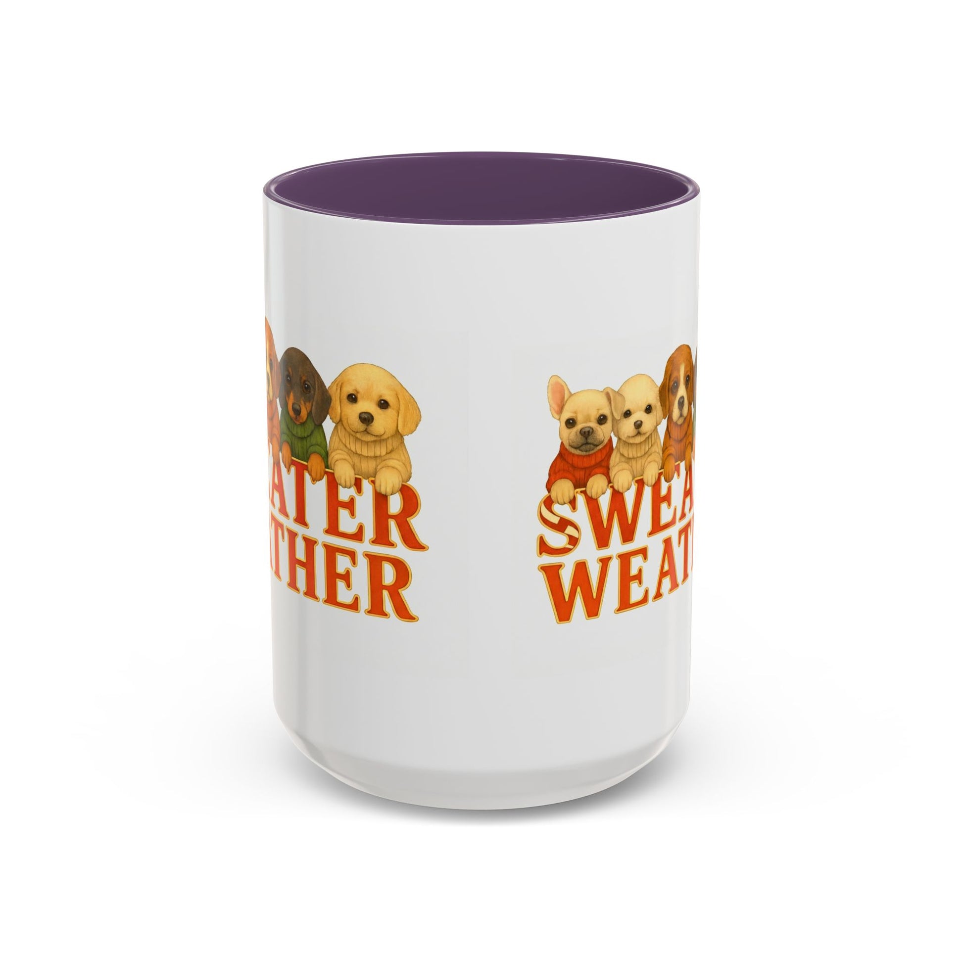 Sweater Weather Mug — Cute Puppies in Sweaters Accent Coffee Mug (150z) - Chubby Little Cheeks Co.