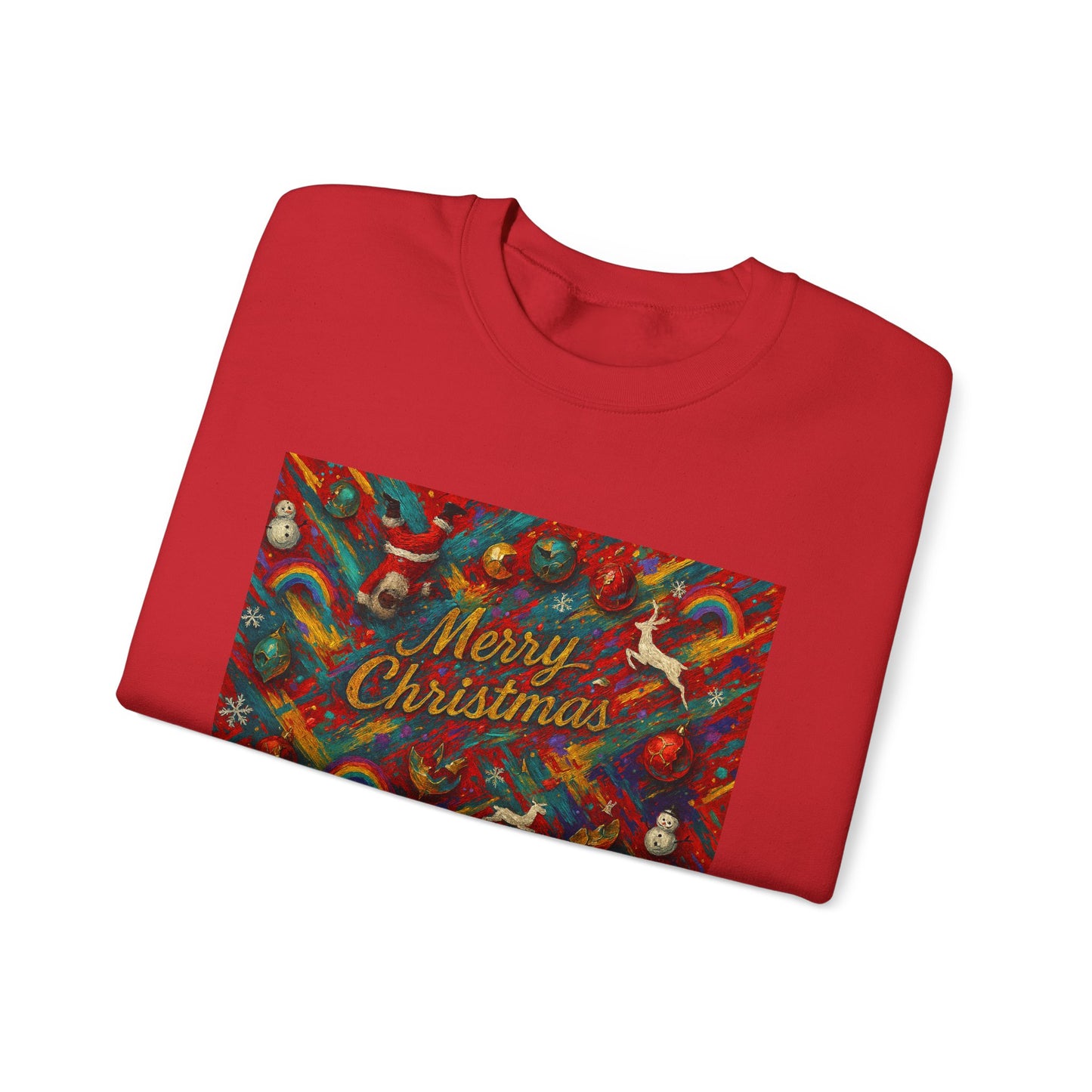 Merry Christmas Pattern Crewneck Sweatshirt — Festive Candy Cane Holiday Sweater